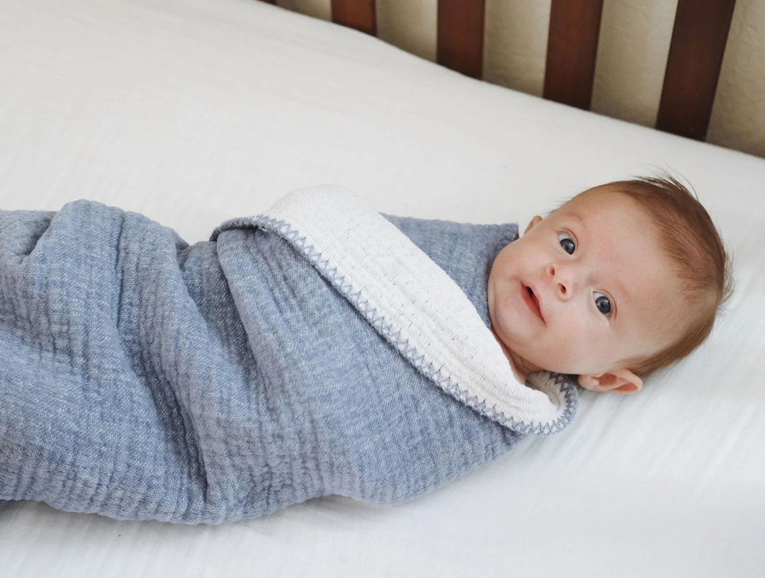 Coyuchi Home Goods Cozy Cotton Baby Blanket - Moonlight Blue 4 Coyuchi Home Goods Cozy Cotton Baby Blanket - Moonlight Blue