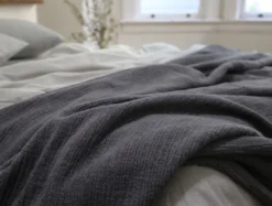 Coyuchi Cozy Cotton Blanket - Charcoal Home Goods