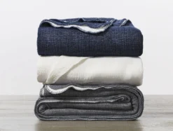 Coyuchi Home Goods Cozy Cotton Blanket - Moonlight Blue