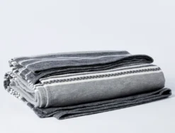Coyuchi Home Goods Mariposa Supersoft Cotton Blanket - Gray Multi Stripe
