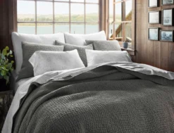 Coyuchi Pebbled Handstitched Euro Sham - Slate Home Goods