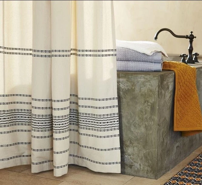 Coyuchi Rippled Stripe Shower Curtain - Ivory With Black Home Goods 3 Coyuchi Rippled Stripe Shower Curtain - Ivory With Black Home Goods