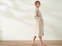 Coyuchi Home Goods Air Weight Unisex Robe - Dune