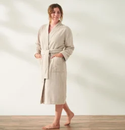 Coyuchi Home Goods Air Weight Unisex Robe - Dune