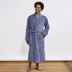 Coyuchi Air Weight Unisex Robe - French Blue