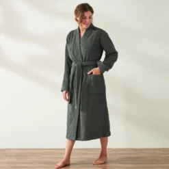 Coyuchi Home Goods Air Weight Unisex Robe - Shadow