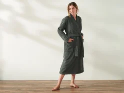 Coyuchi Home Goods Air Weight Unisex Robe - Shadow