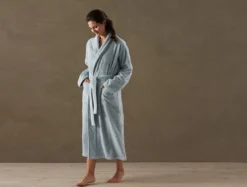 Coyuchi Home Goods Cloud Loom Unisex Robe - Palest Ocean