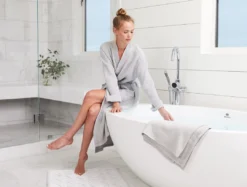 Coyuchi Unisex Waffle Robe - Fog