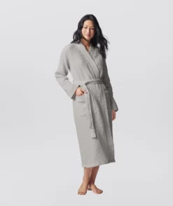 Coyuchi Unisex Waffle Robe - Fog