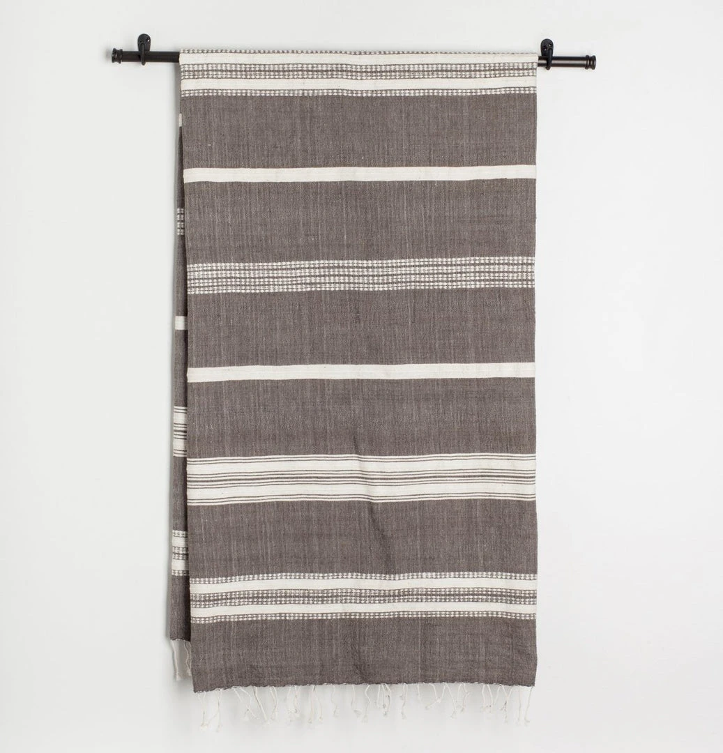Creative Women Home Goods Aden Bath Towel - Gray + Natural 4 Creative Women Home Goods Aden Bath Towel - Gray + Natural