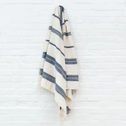 Creative Women Aden Bath Towel - Natural + Navy Home Goods