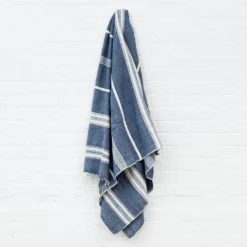 Creative Women Aden Bath Towel - Navy + Natural Home Goods
