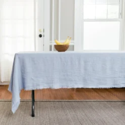 Creative Women Stone Washed Linen Tablecloth - Light Blue Kitchen + Dining
