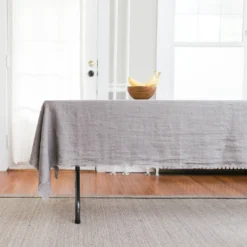 Creative Women Stone Washed Linen Tablecloth - Oyster Gray
