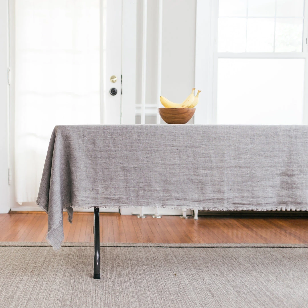 Creative Women Stone Washed Linen Tablecloth - Oyster Gray 4 Creative Women Stone Washed Linen Tablecloth - Oyster Gray