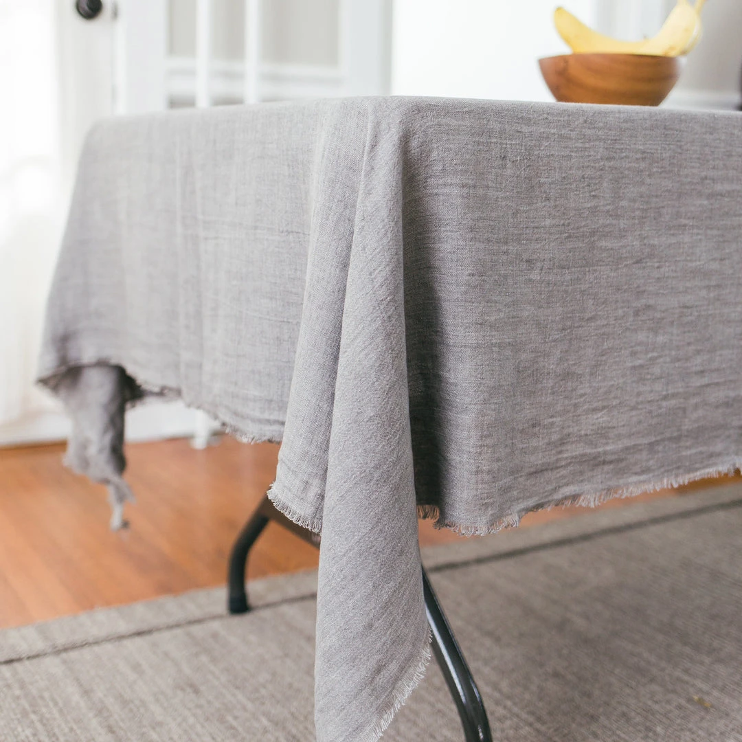 Creative Women Stone Washed Linen Tablecloth - Oyster Gray 3 Creative Women Stone Washed Linen Tablecloth - Oyster Gray