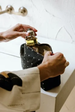 Anchal Accessories Cross Stitch Toiletry Bag - Charcoal