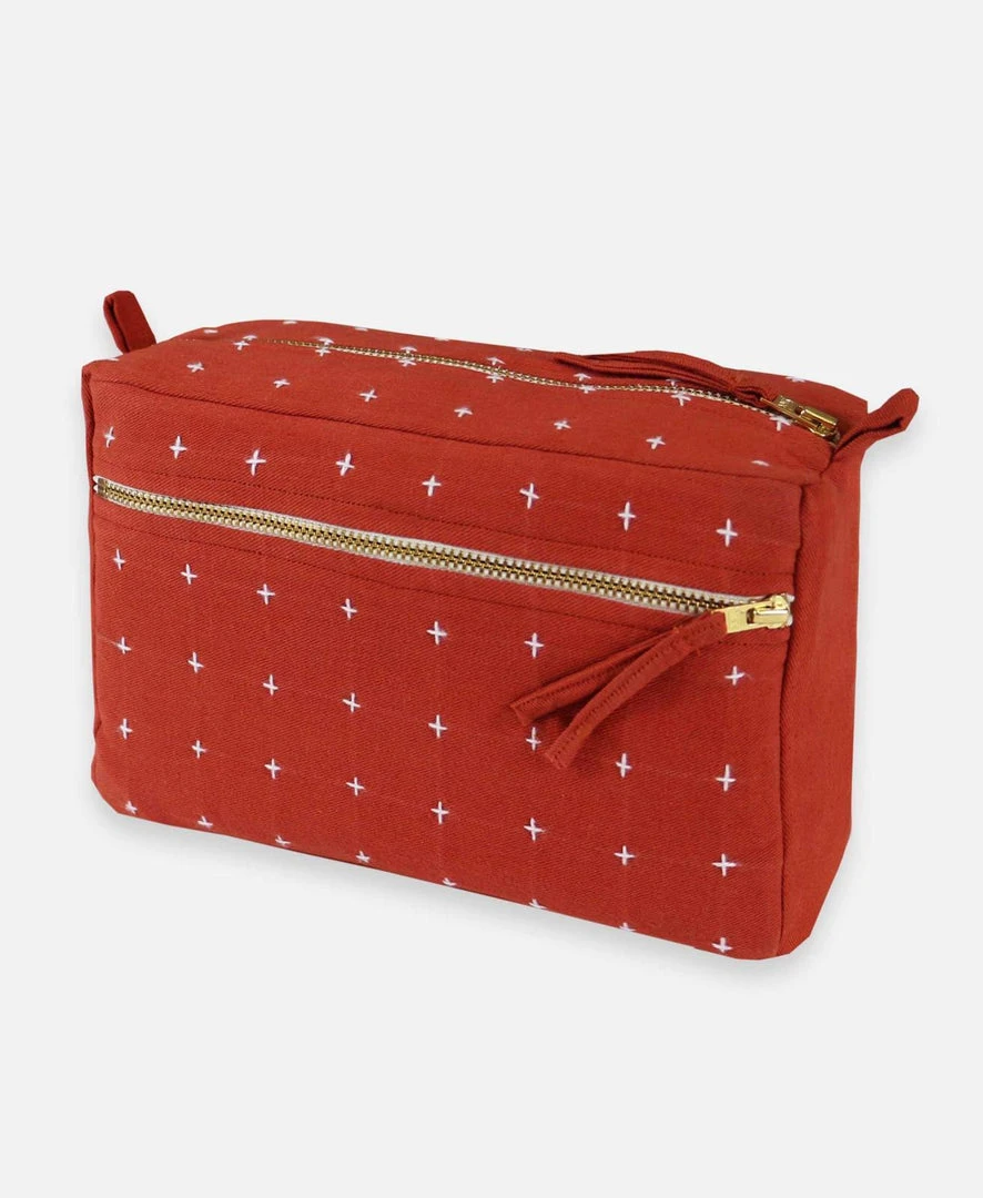 Anchal Accessories Cross Stitch Toiletry Bag - Rust 3 Anchal Accessories Cross Stitch Toiletry Bag - Rust