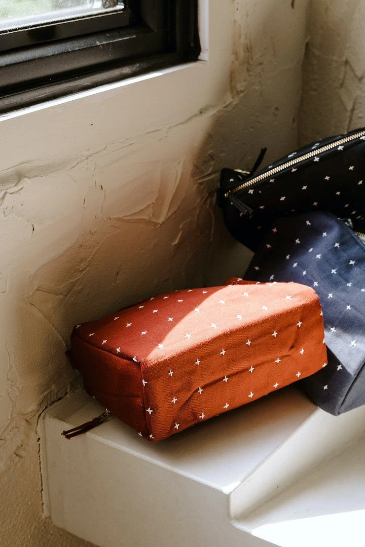 Anchal Accessories Cross Stitch Toiletry Bag - Rust 5 Anchal Accessories Cross Stitch Toiletry Bag - Rust