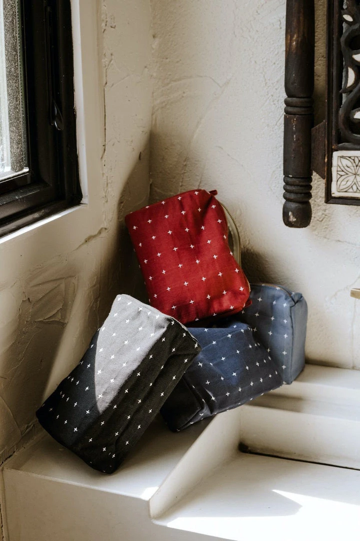 Anchal Accessories Cross Stitch Toiletry Bag - Rust 6 Anchal Accessories Cross Stitch Toiletry Bag - Rust