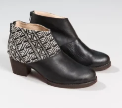 Darzah Tatreez Ankle Boot - Black + Ecru