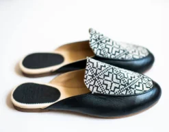 Darzah Tatreez Mule - Black + White Staff Favorites
