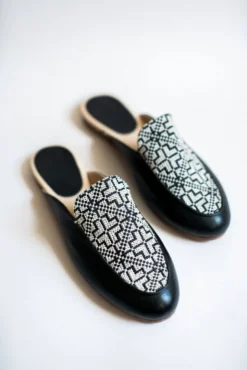 Darzah Tatreez Mule - Black + White Staff Favorites