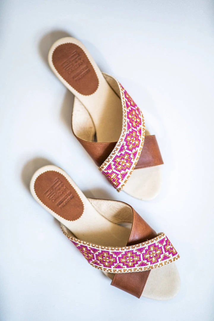 Darzah Shoes Tatreez Cross Sandal - Berry 5 Darzah Shoes Tatreez Cross Sandal - Berry