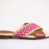 Darzah Shoes Tatreez Cross Sandal - Berry