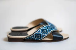 Darzah Tatreez Cross Sandal - Blue