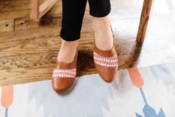 Darzah Shoes Tatreez Oxford - Camel + Orange