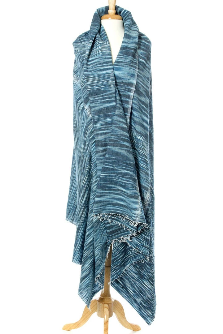 Swahili African Modern Home Goods Deep Blue Waha Gabi Shawl 4 Swahili African Modern Home Goods Deep Blue Waha Gabi Shawl