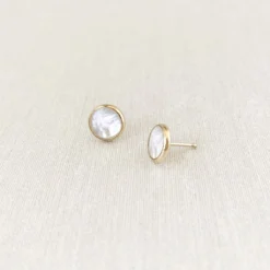 Sara Patino Jewelry Deep Pearl Recycled Gold Stud Earrings