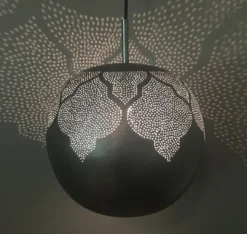 Dounia Home Lighting Najma Trellis Globe Pendant Light - Gunmetal