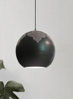 Dounia Home Lighting Najma Trellis Globe Pendant Light - Gunmetal