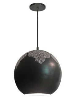 Dounia Home Lighting Najma Trellis Globe Pendant Light - Gunmetal
