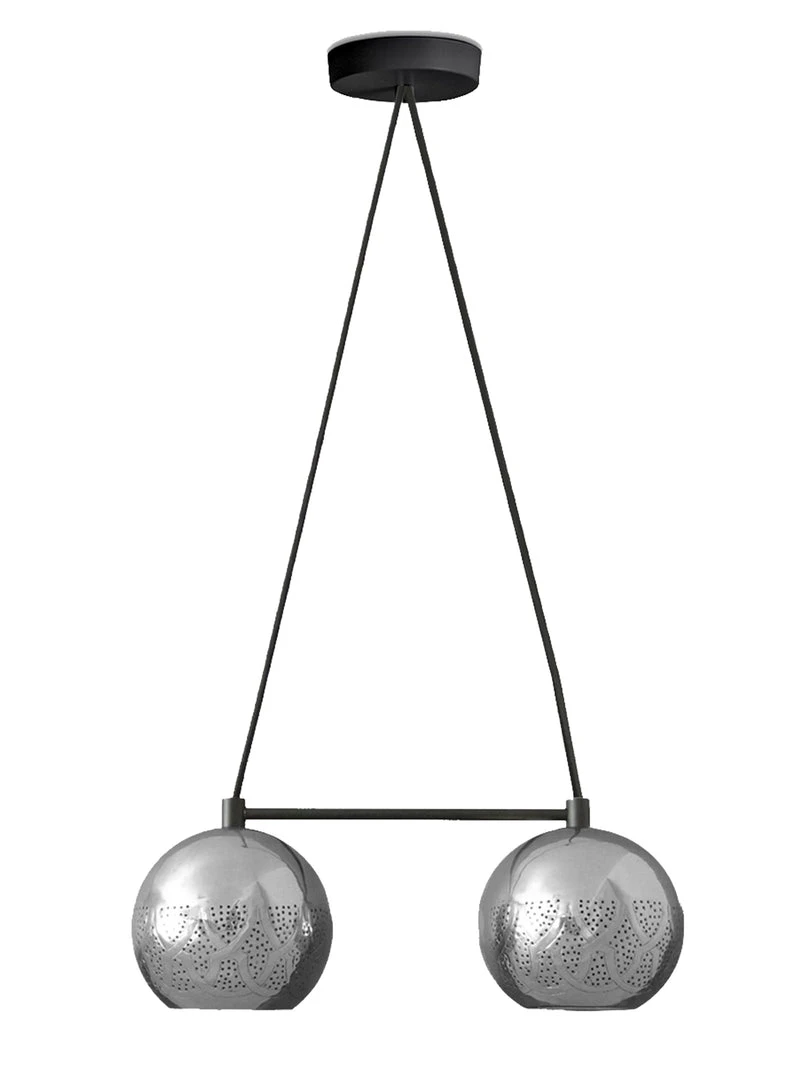 Dounia Home BIPOC Owned Nur Reversed Chandelier - Duel Globe - Silver 3 Dounia Home BIPOC Owned Nur Reversed Chandelier - Duel Globe - Silver