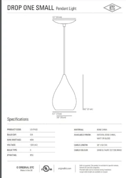 Ameico Drop One Small Pendant - White Matte Lighting