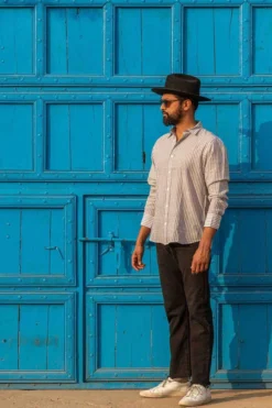 Dushyant Asthana Men's Amir Shirt - Blue Stripes