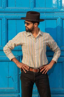 Dushyant Asthana Men's Amir Shirt - Green Stripes