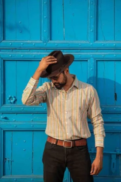 Dushyant Asthana Men's Amir Shirt - Green Stripes 10 Dushyant Asthana Men's Amir Shirt - Green Stripes