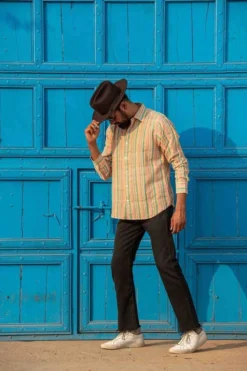 Dushyant Asthana Men's Amir Shirt - Orange Stripes