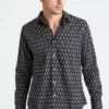Dushyant Asthana Men's Amir Long Sleeve Shirt - Black + Blue Motif