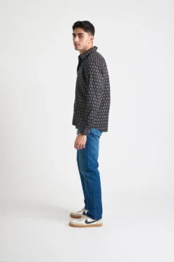 Dushyant Asthana Men's Amir Long Sleeve Shirt - Black + Blue Motif