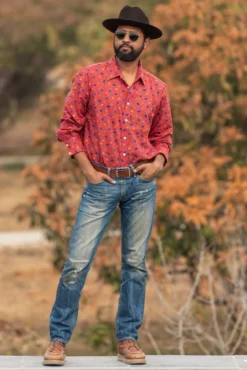 Dushyant Asthana Men's Barrington Shirt - Maroon Floral Print