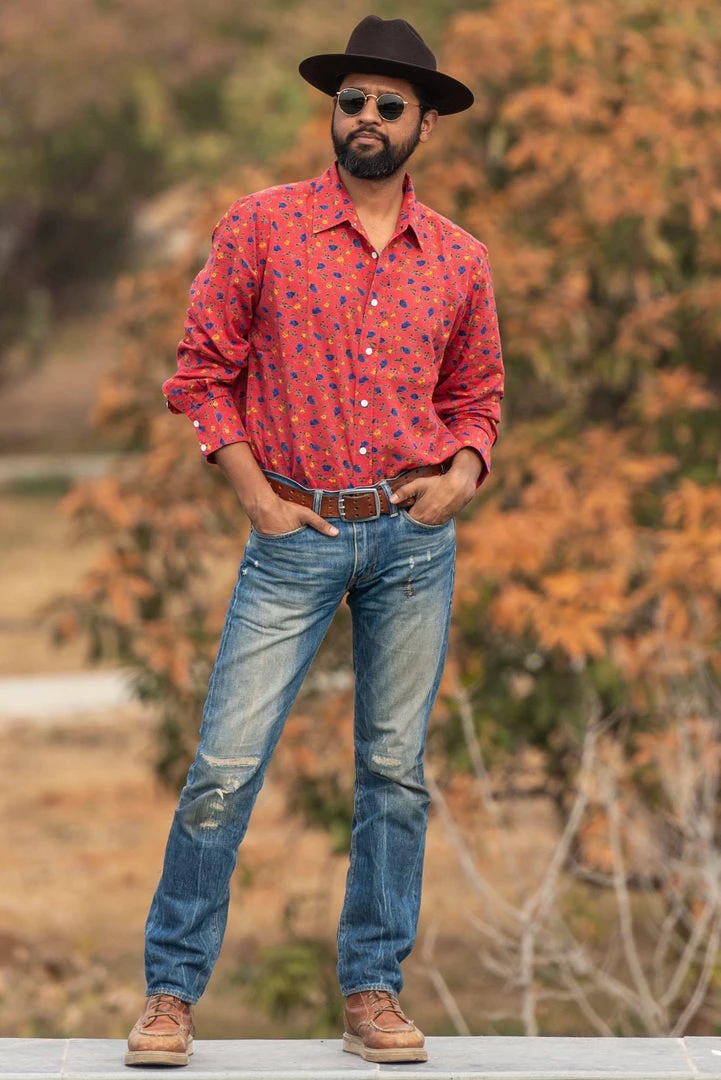 Dushyant Asthana Men's Barrington Shirt - Maroon Floral Print 4 Dushyant Asthana Men's Barrington Shirt - Maroon Floral Print