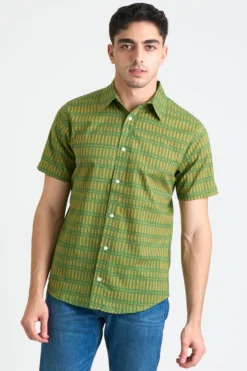 Dushyant Asthana Men's Prat Short Sleeve Shirt - Green Sticks