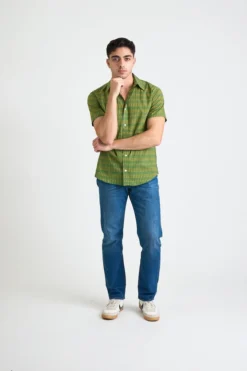 Dushyant Asthana Men's Prat Short Sleeve Shirt - Green Sticks 9 Dushyant Asthana Men's Prat Short Sleeve Shirt - Green Sticks