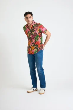 Dushyant Asthana Men's Prat Short Sleeve Shirt - Pink Floral 7 Dushyant Asthana Men's Prat Short Sleeve Shirt - Pink Floral
